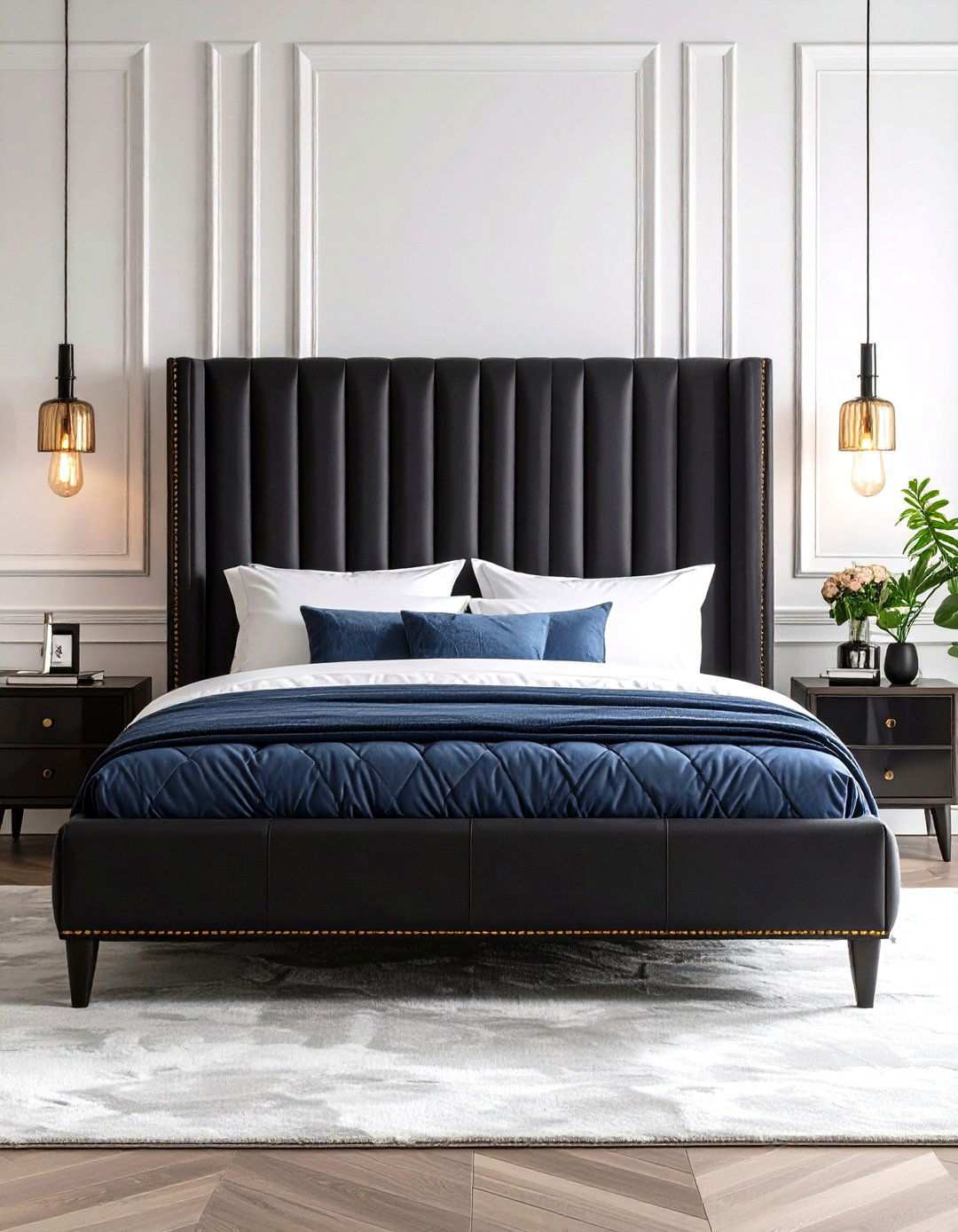 Black Channel Tufted Headboard Structured Elegance - 20 Black Headboard Bedroom Ideas