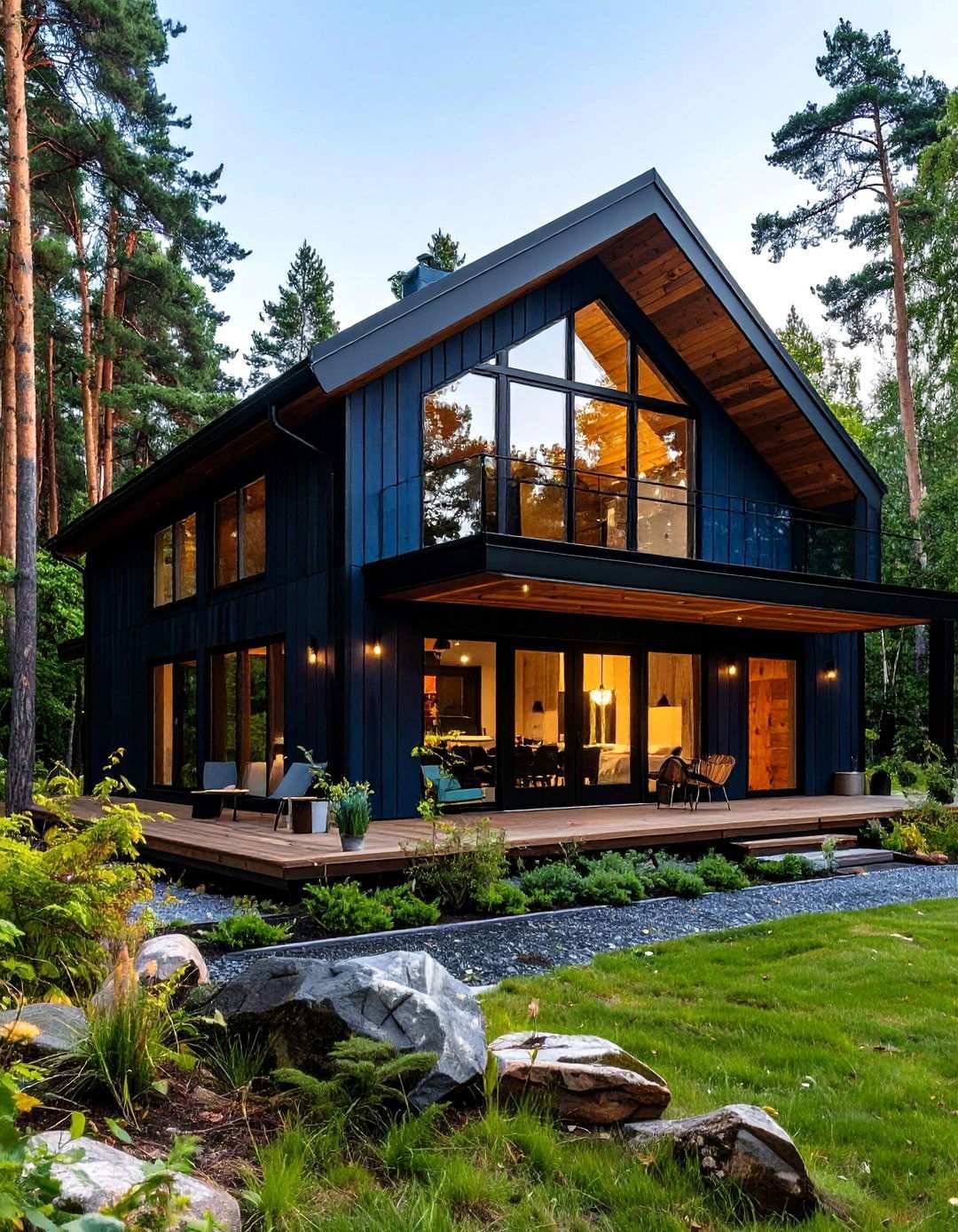 Black Exteriors in Woodland or Mountain Settings - 20 Black House Exteriors & Paint Colors