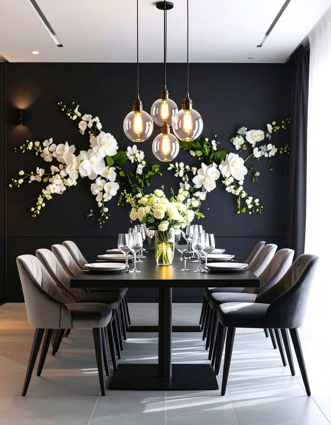 Black Floral Wallpaper Black Accent Wall Dining Room - 20 Black Accent Wall Dining Room Ideas