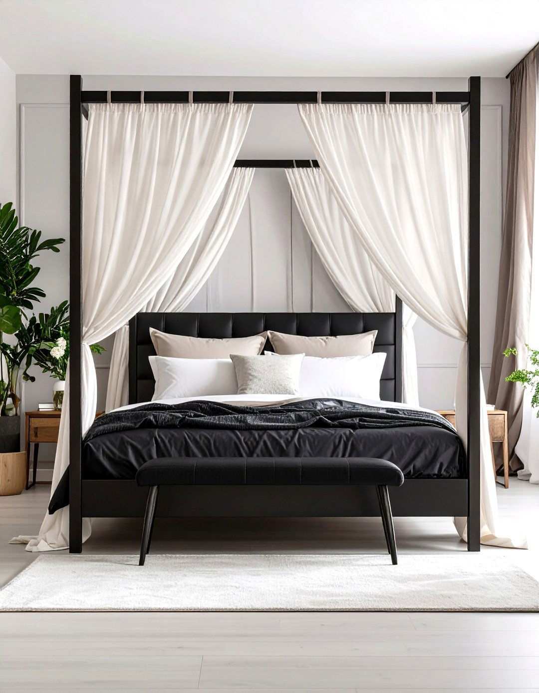Black Four Poster Headboard Canopy Romance - 20 Black Headboard Bedroom Ideas