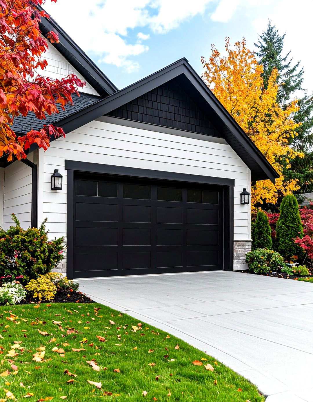 Black Garage Door Statement - 20 Black Garage Ideas
