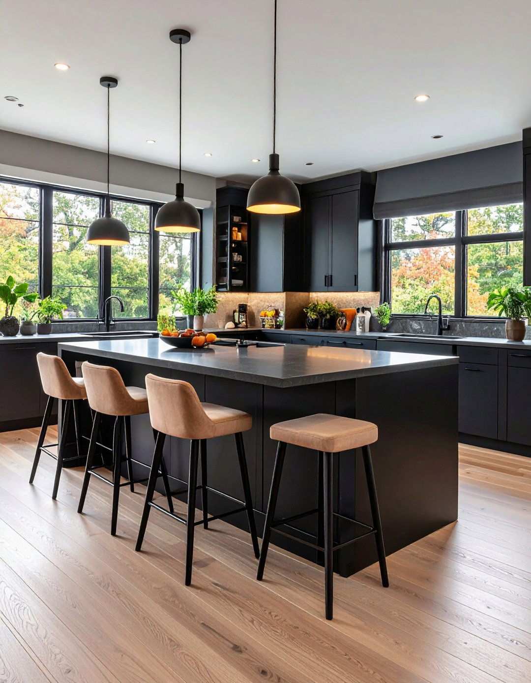 Black Island Featuring Built In Breakfast Seating - 20 Black Kitchen Islands