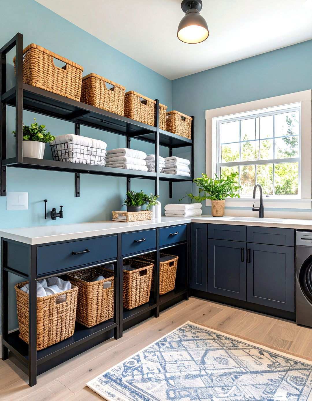 Black Laundry Room Shelving and Organization - 20 black laundry room ideas