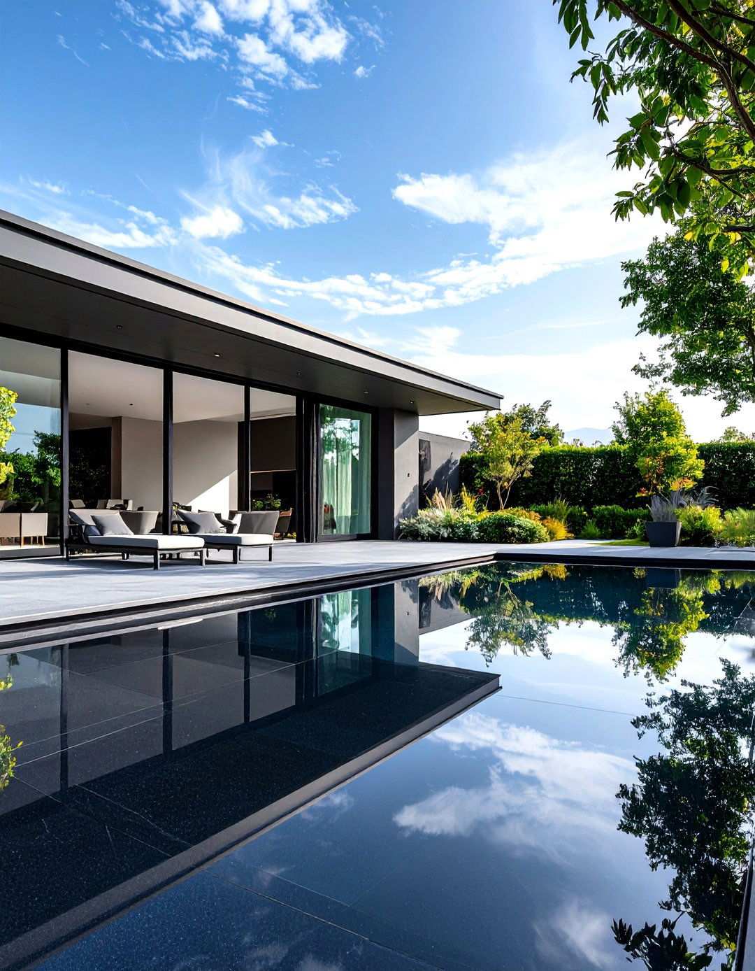 Black Polished Concrete Patio with Modern Minimalist Design - 20 black concrete patio ideas