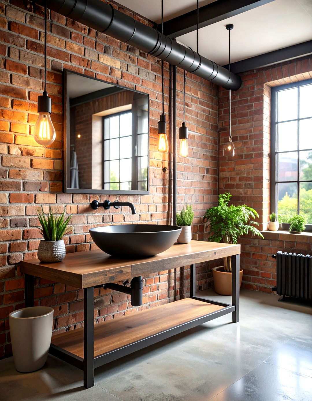 Black Powder Room with Industrial Style Elements - 20 black powder room ideas