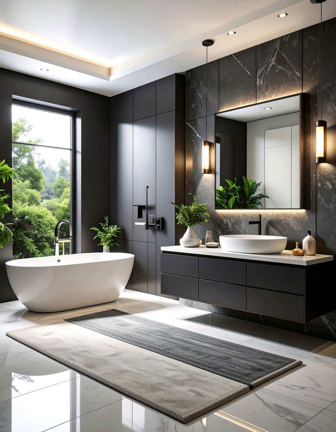 Black Powder Room with Monochromatic Design Scheme - 20 black powder room ideas