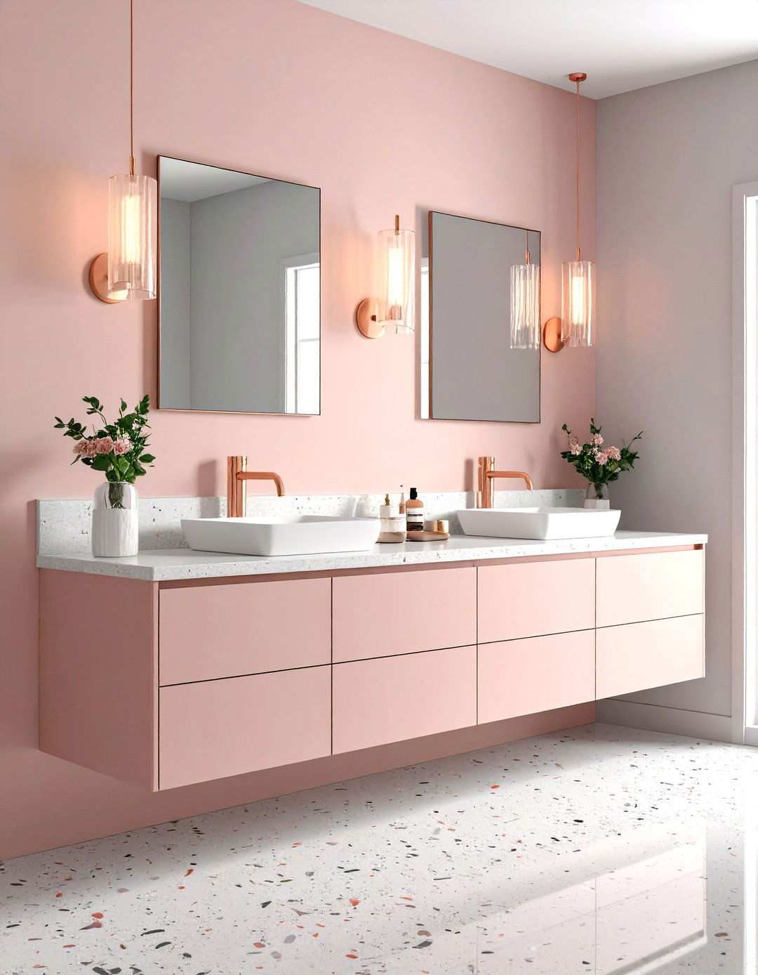 Blush Pink Bathroom Glow - 20 Bathroom Color Ideas