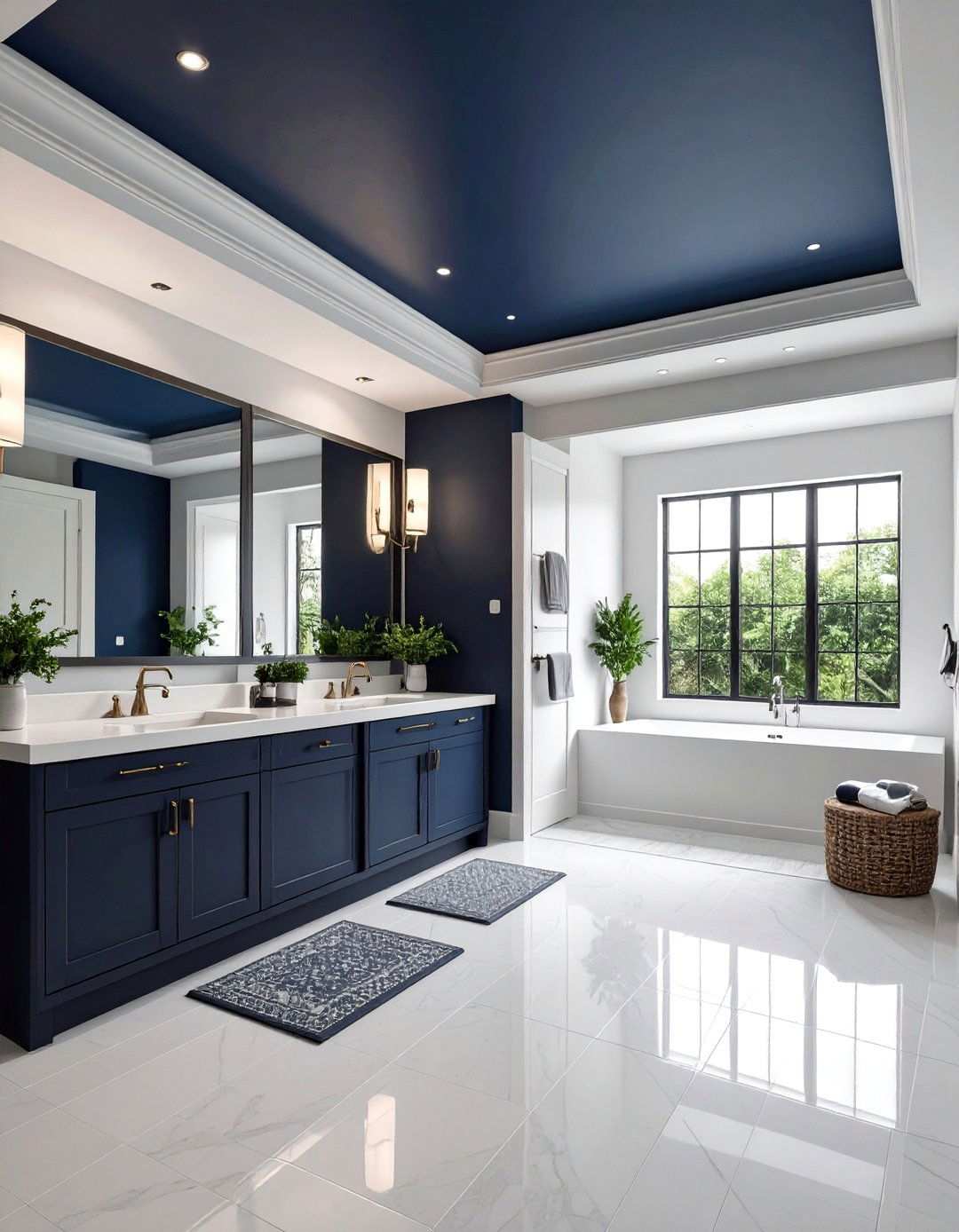 Bold Two Tone Bathroom Ceiling Accent Color - 20 Bathroom Ceiling Ideas