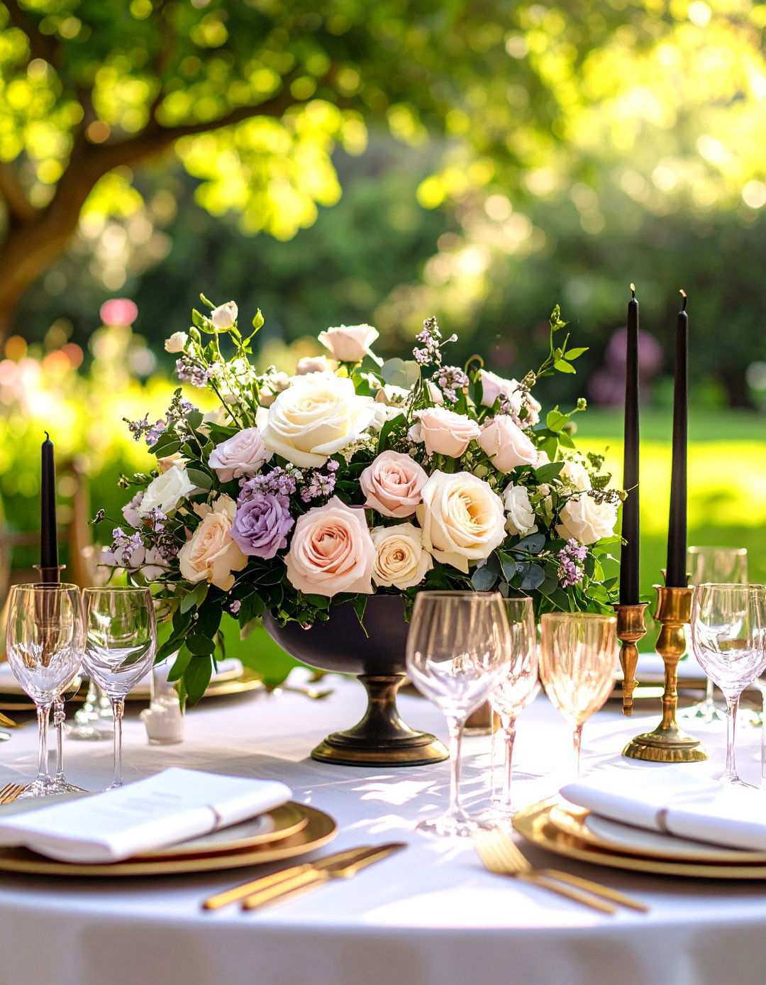 Botanical Secondary Palette Centerpiece - 20 Black and Gold Centerpiece Ideas