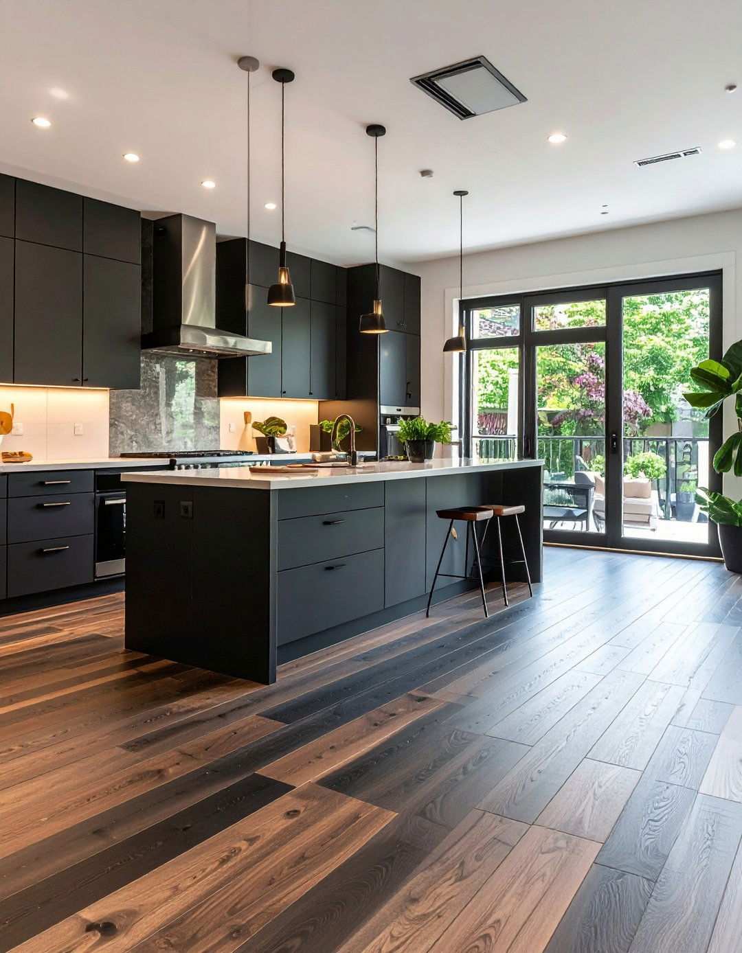 Budget Peel and Stick Vinyl Black Kitchen Floor Planks - 20 Black Kitchen Floor Ideas