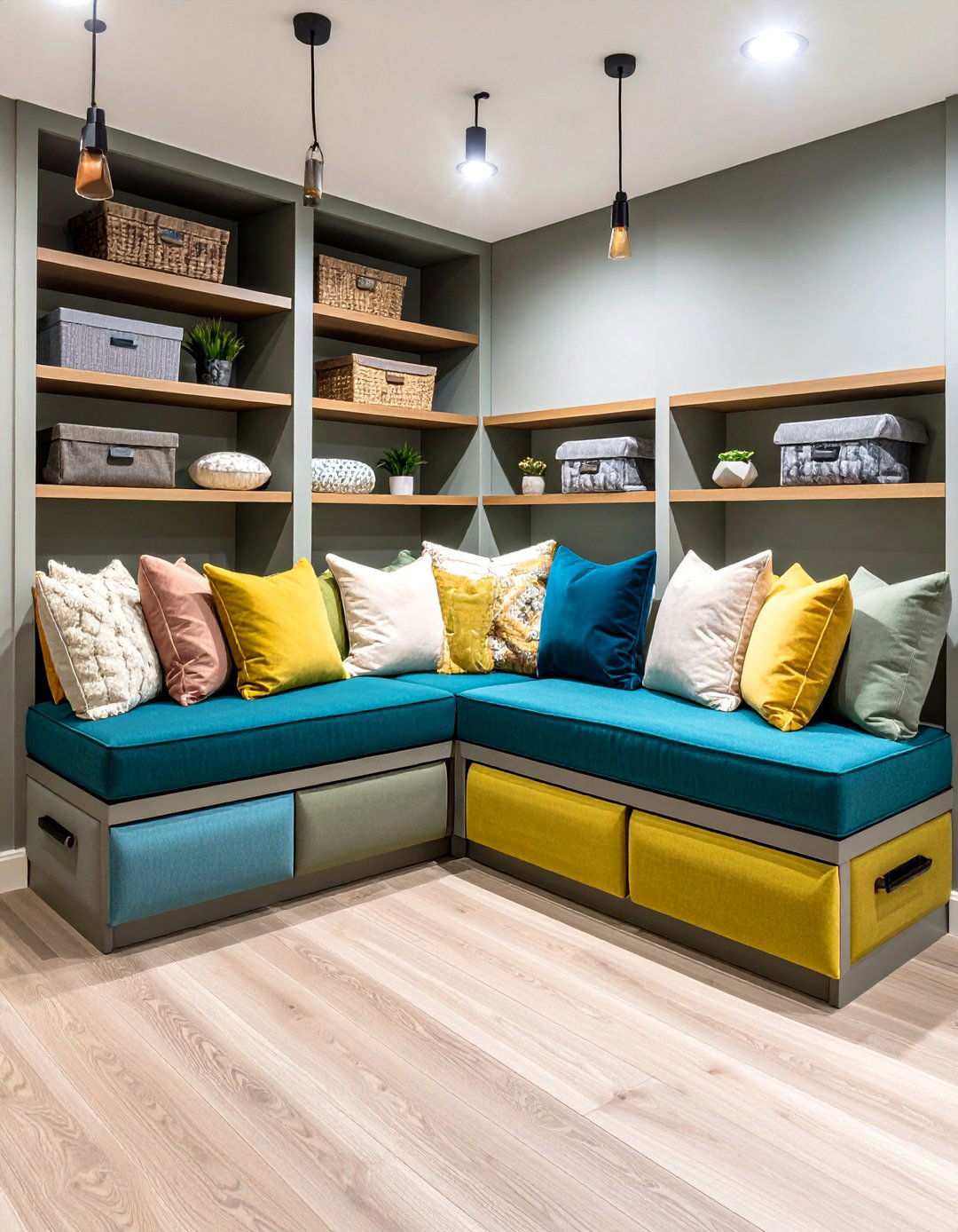 Built in Banquette Seating with Storage - 20 Basement Furniture Ideas