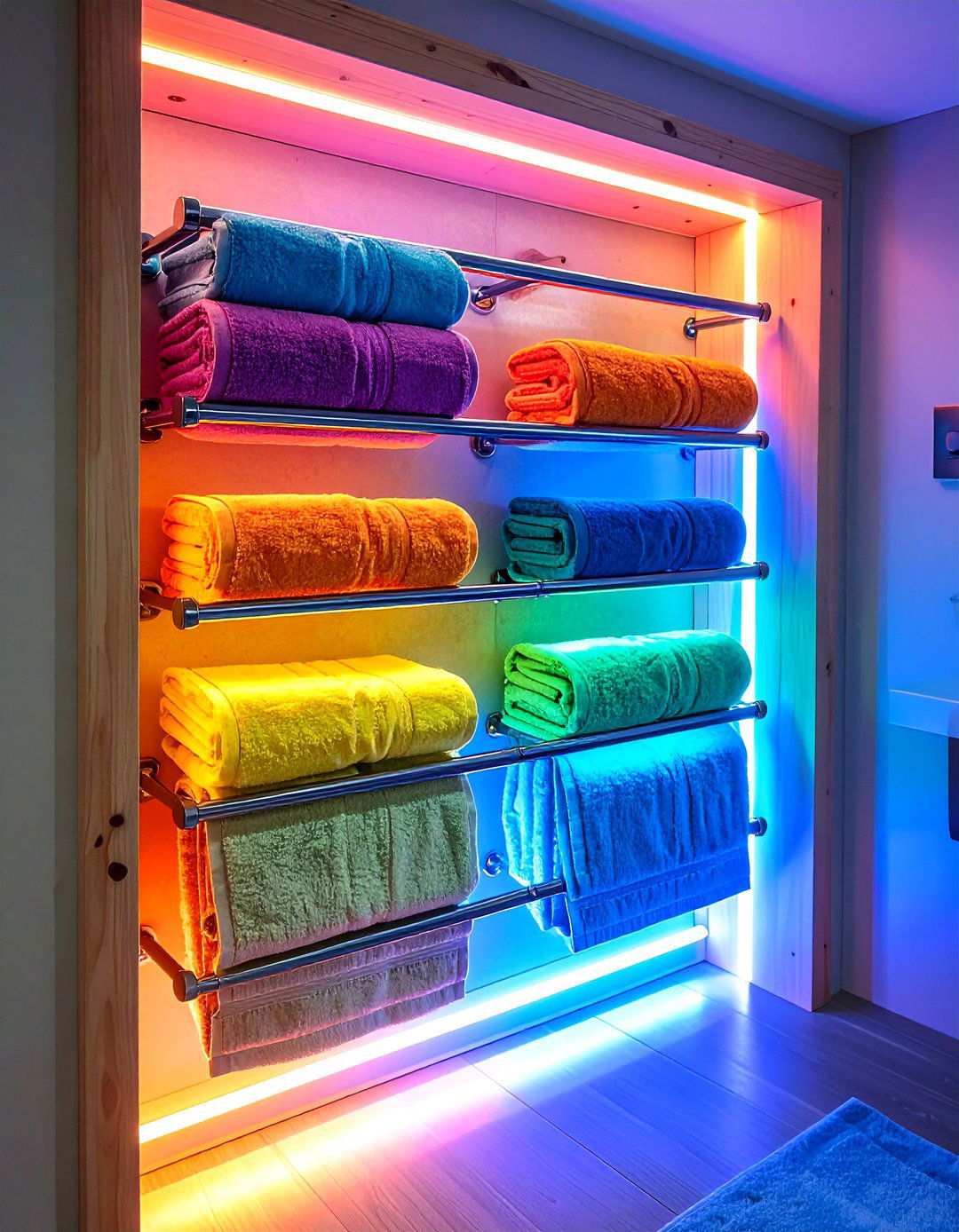 Built In Niche Towel Rack Integration - 20 Bathroom Towel Rack Ideas