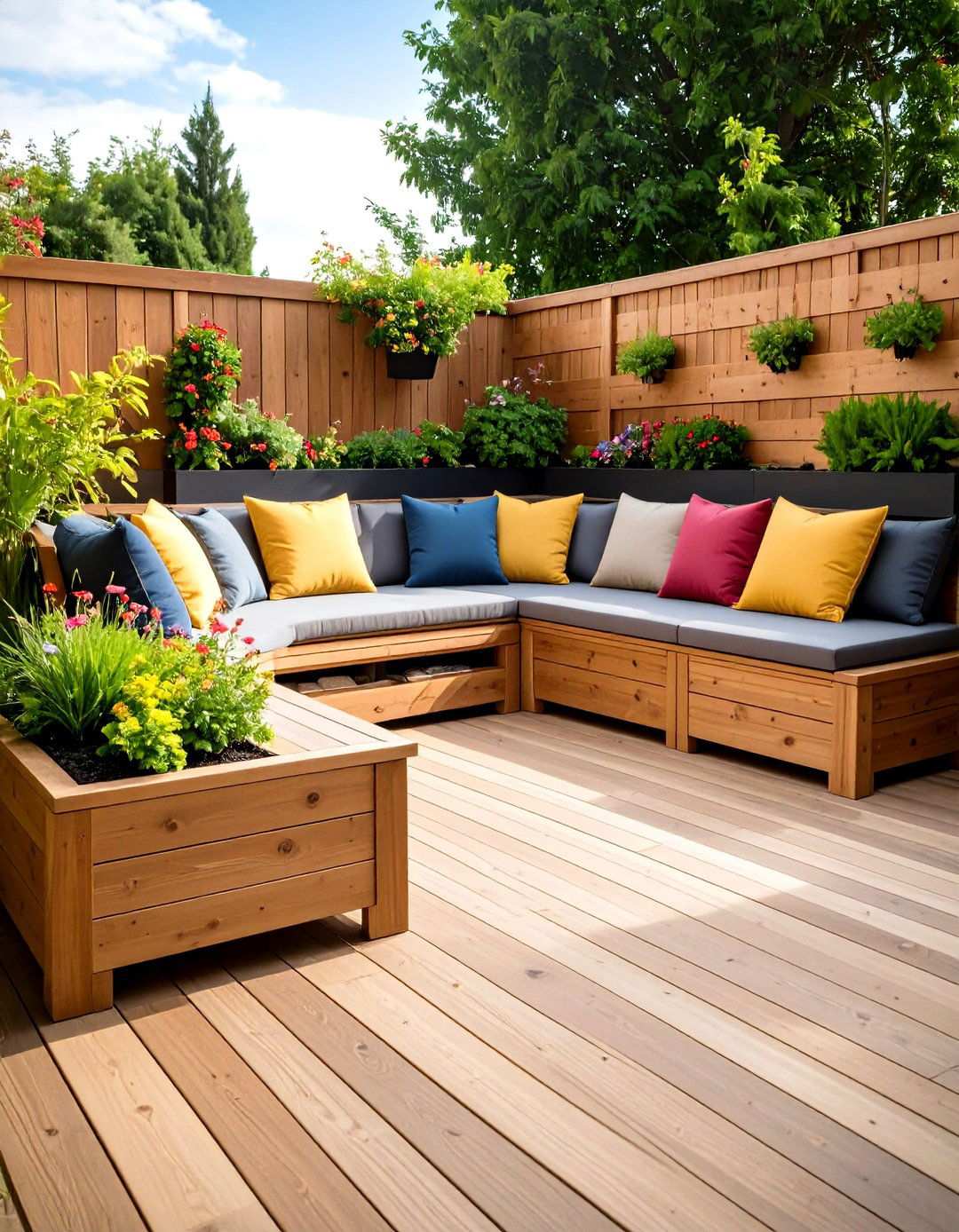 Built In Seating Construction - 20 Backyard Deck Ideas on a Budget