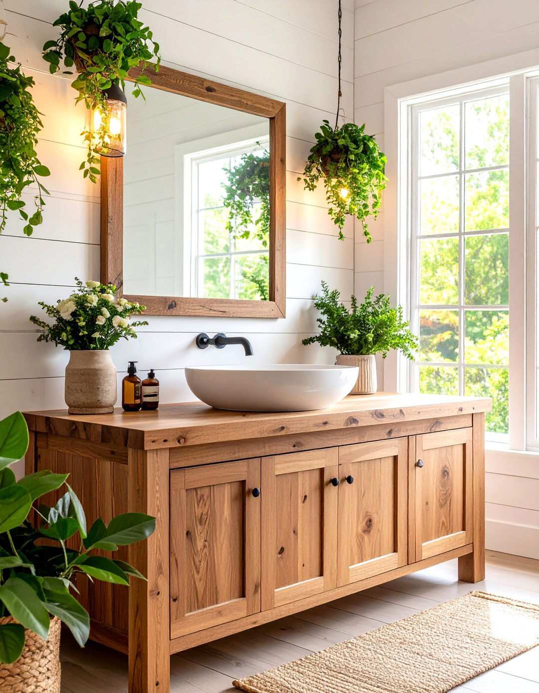 Butcher Block Bathroom Countertop with Vessel Sink - 20 Bathroom Countertop Ideas