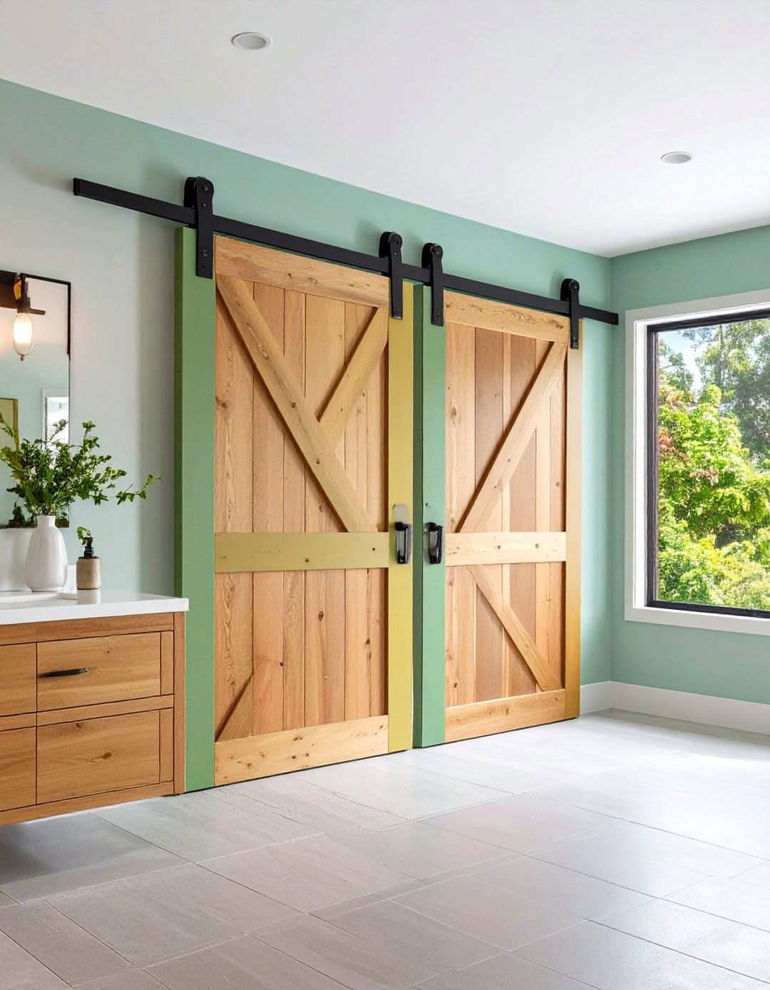 Bypass Barn Doors That Stack Neatly in Tight Corners - 20 Bathroom Barn Door Ideas