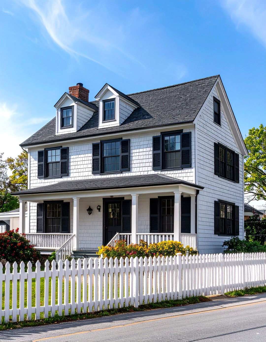Cape Cod Black and White House Exterior with Cedar Shingles - 20 Black and White House Exterior Ideas