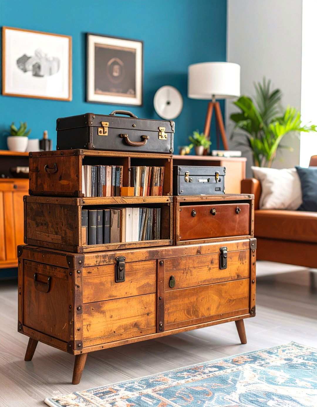 CD Storage Using Vintage Crates and Suitcases for Character - 20 Cd Storage Ideas