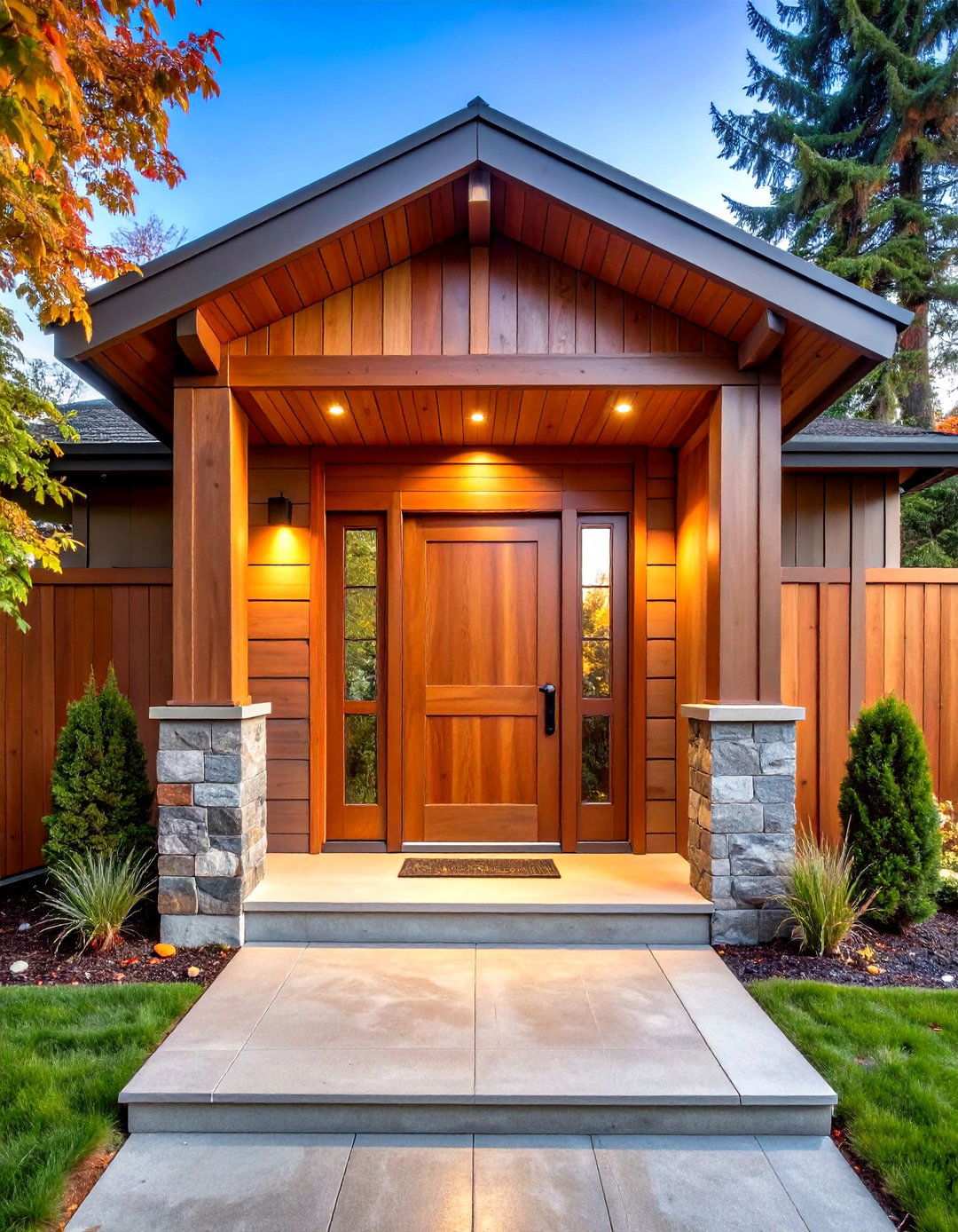 Cedar Clad Portal Entry for Your Black House - 20 Black House With Wood Accents