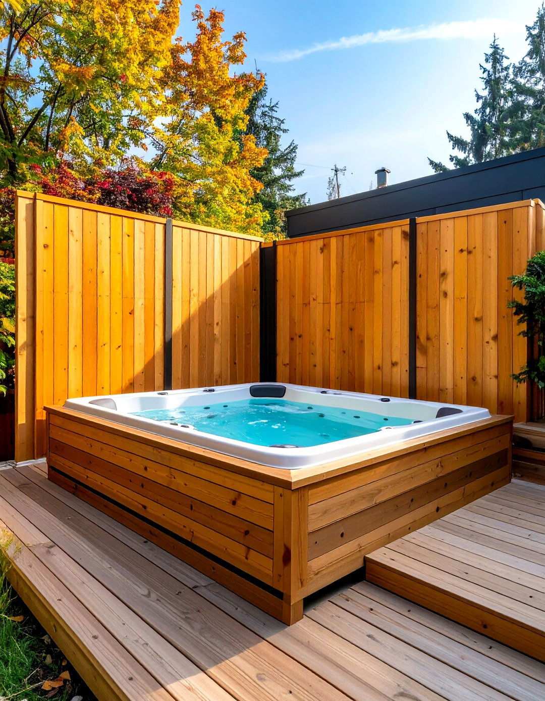 Cedar Privacy Screens for Natural Hot Tub Enclosures - 20 Backyard Hot Tub Privacy Ideas
