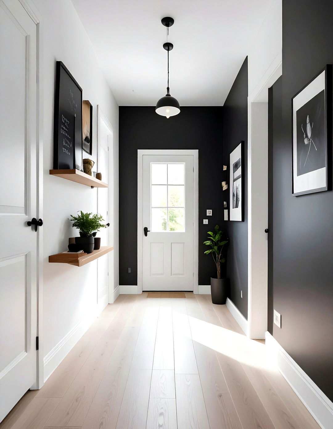 Chalkboard Accent Wall for Interactive Style - 20 Black and White Hallway Ideas