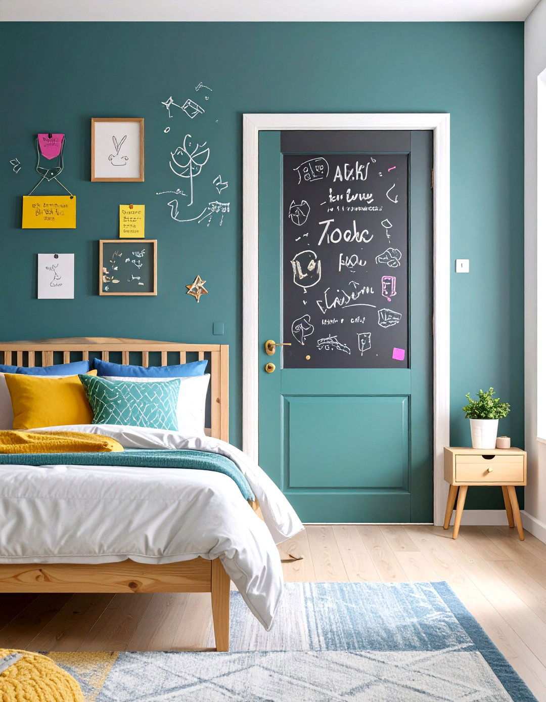 Chalkboard Painted Bedroom Door for Notes and Doodles - 20 Bedroom Door Decorating Ideas