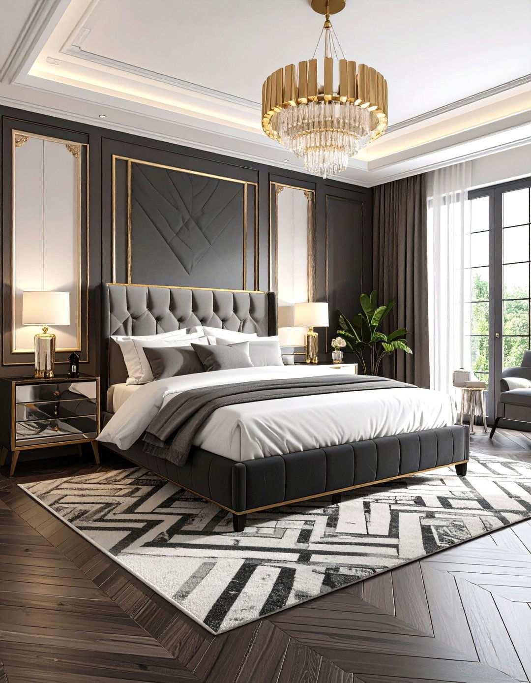 Channel Vintage Glam with Art Deco Motifs - 20 Black and White Bedroom Ideas