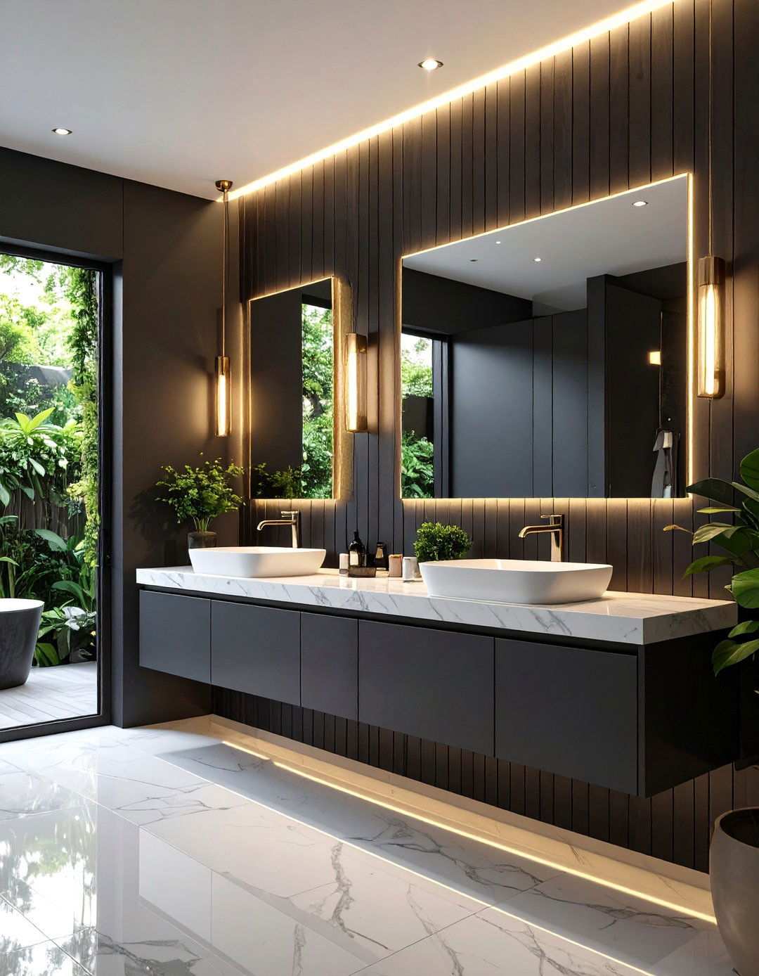 Charcoal Beadboard for Dramatic Elegance - 20 Beadboard Bathroom Ideas