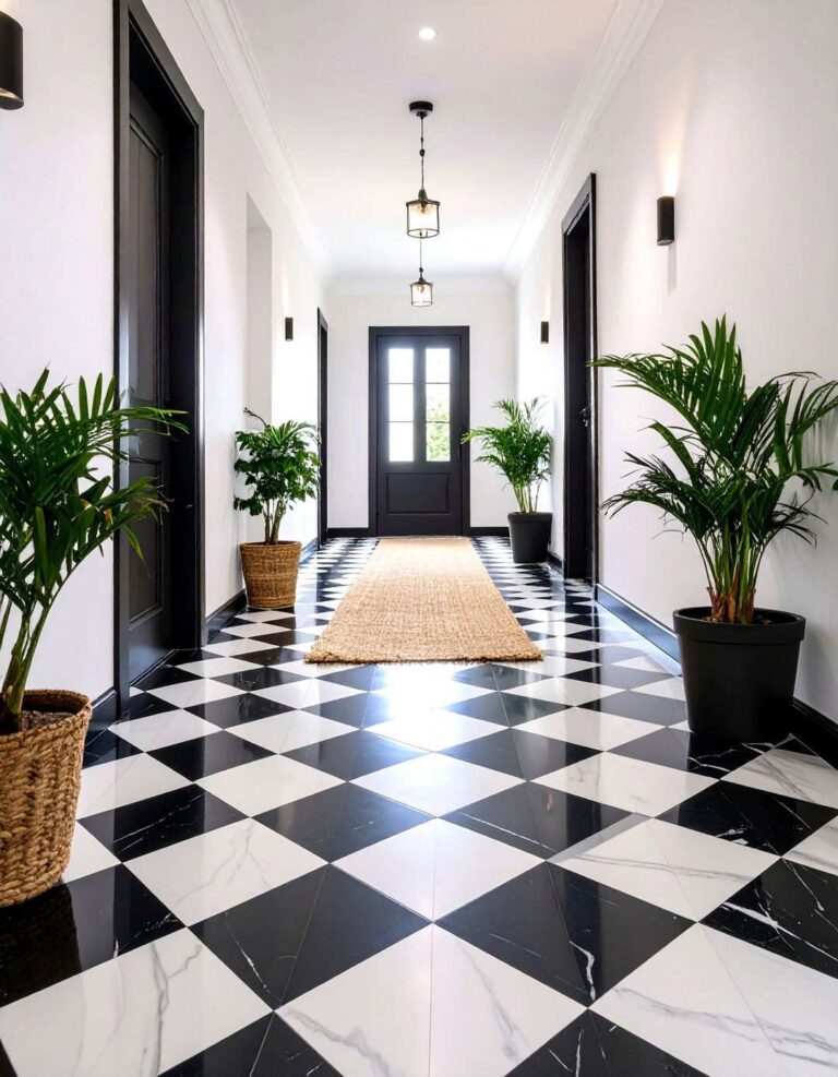 Checkerboard Floor for Instant Drama - 20 Black and White Hallway Ideas