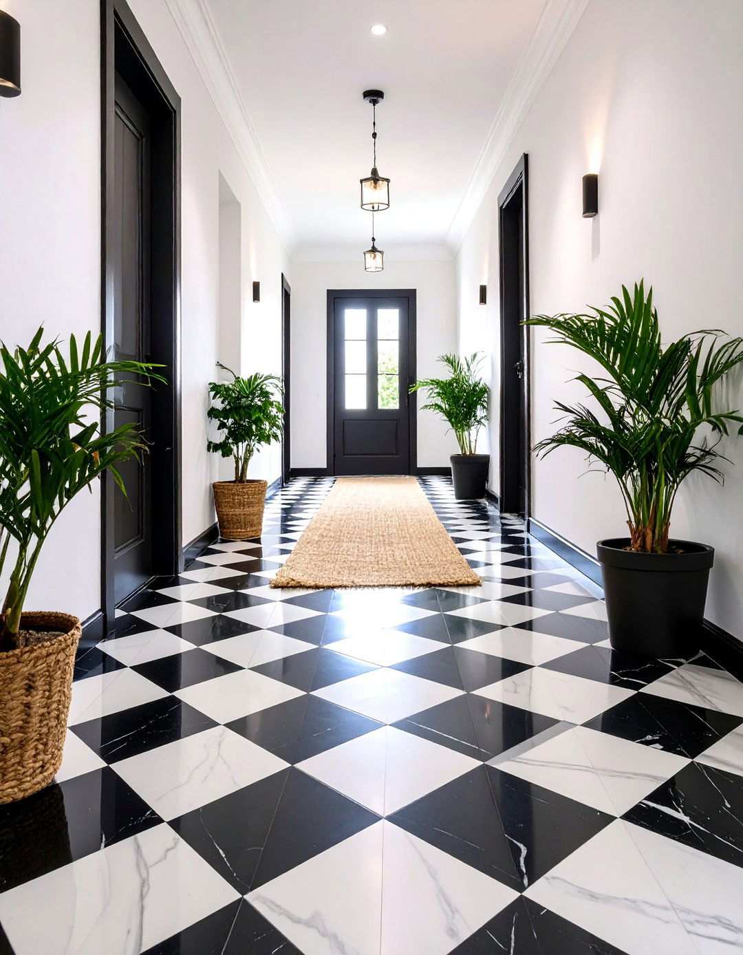 Checkerboard Floor for Instant Drama - 20 Black and White Hallway Ideas