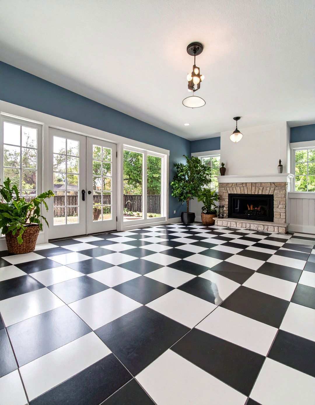 Checkerboard Painted Basement Floor Retro Flair - 20 Basement Floor Ideas
