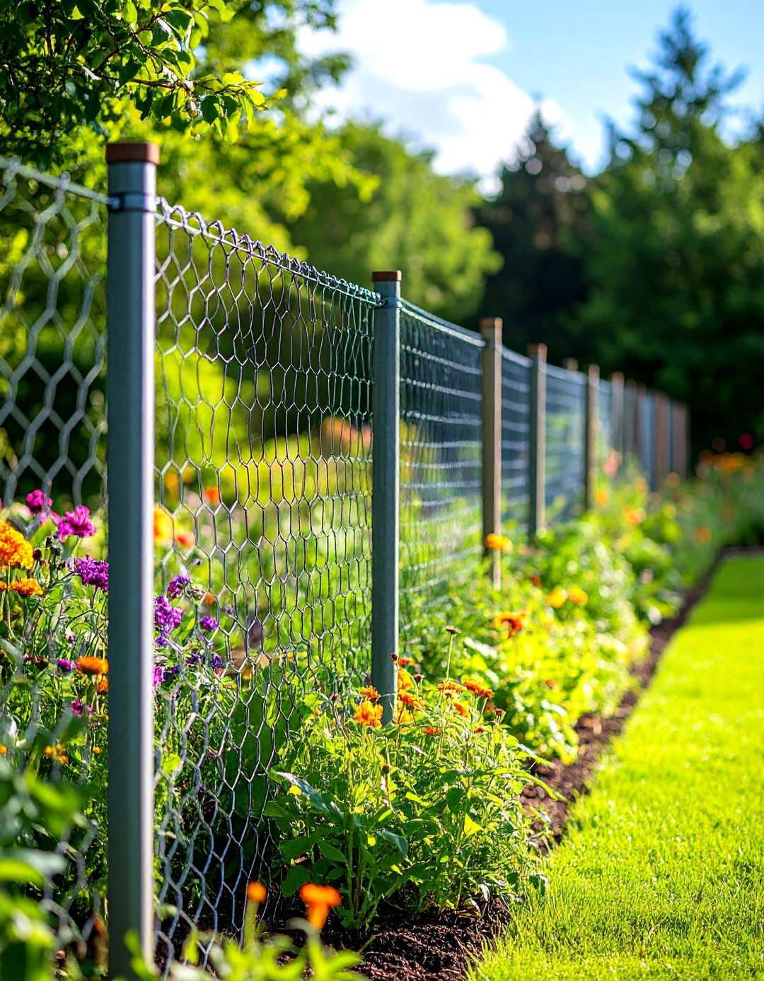 Chicken Wire and T Posts Fence - 20 Vegetable Garden Fence Ideas
