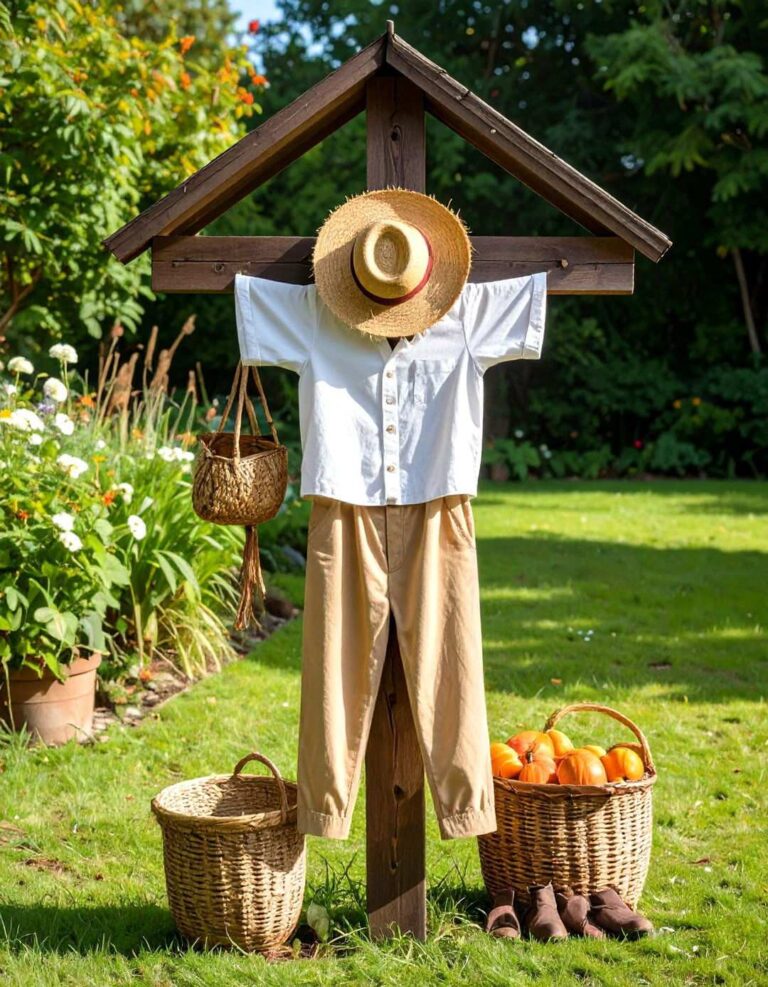 Classic Straw Stuffed Scarecrow Frame - 20 Garden Scarecrow Ideas