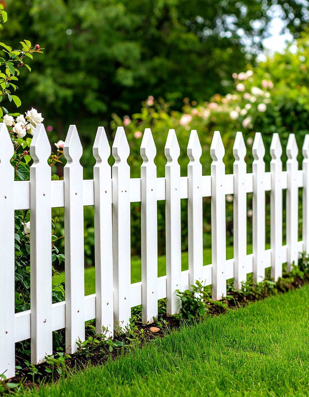 Classic White Picket Backyard Fence - 20 Backyard Fence Ideas