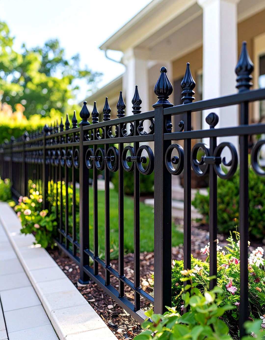 Classic Wrought Iron Style Black Fence for Heritage Charm - 20 Black Fence Ideas