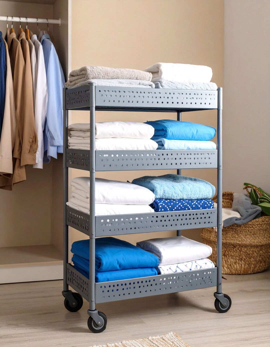 Clear Bins Labelled by Season Simplify Bedding Storage - 20 Bedding Storage Ideas