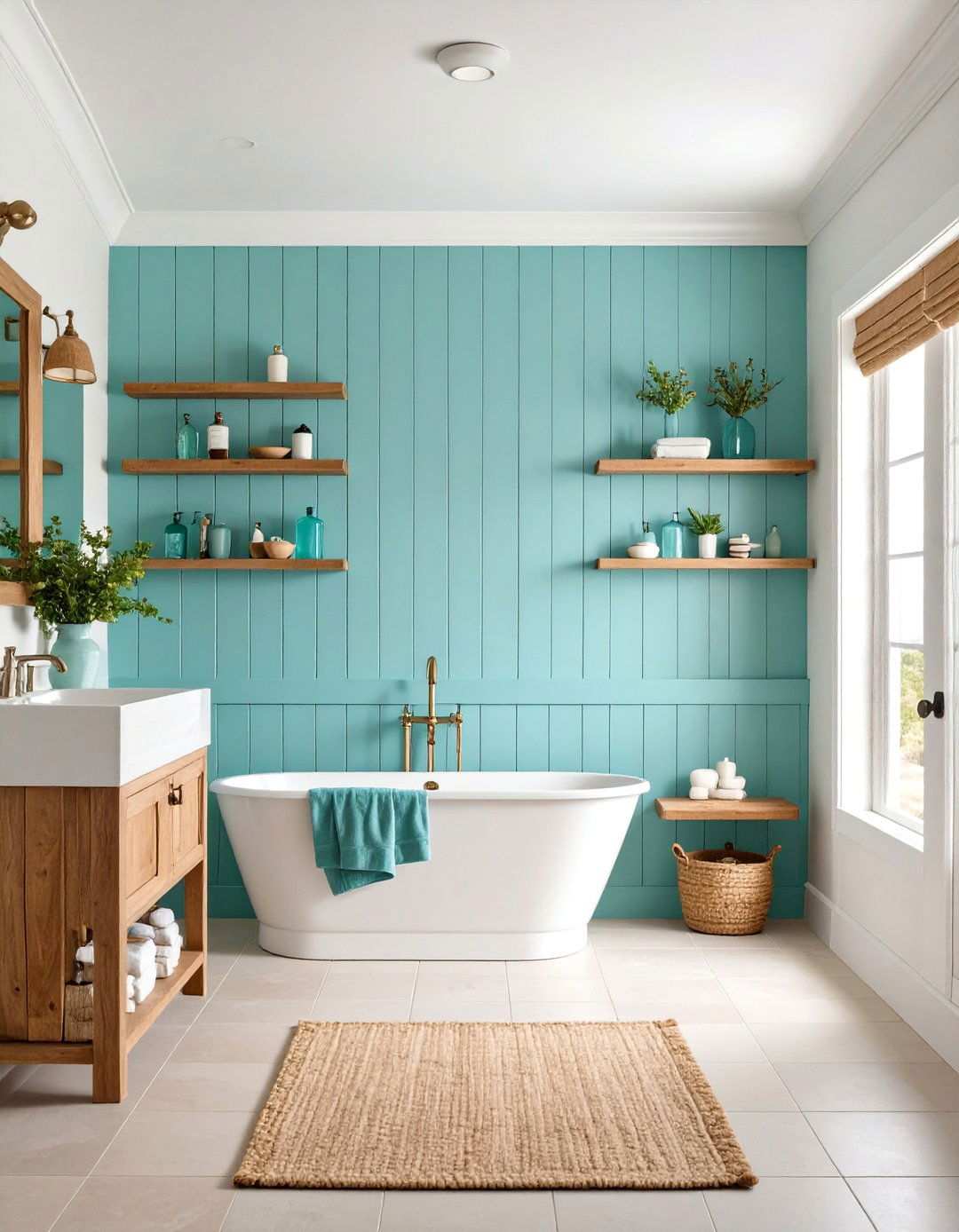 Coastal Blue Beadboard Serenity - 20 Beadboard Bathroom Ideas