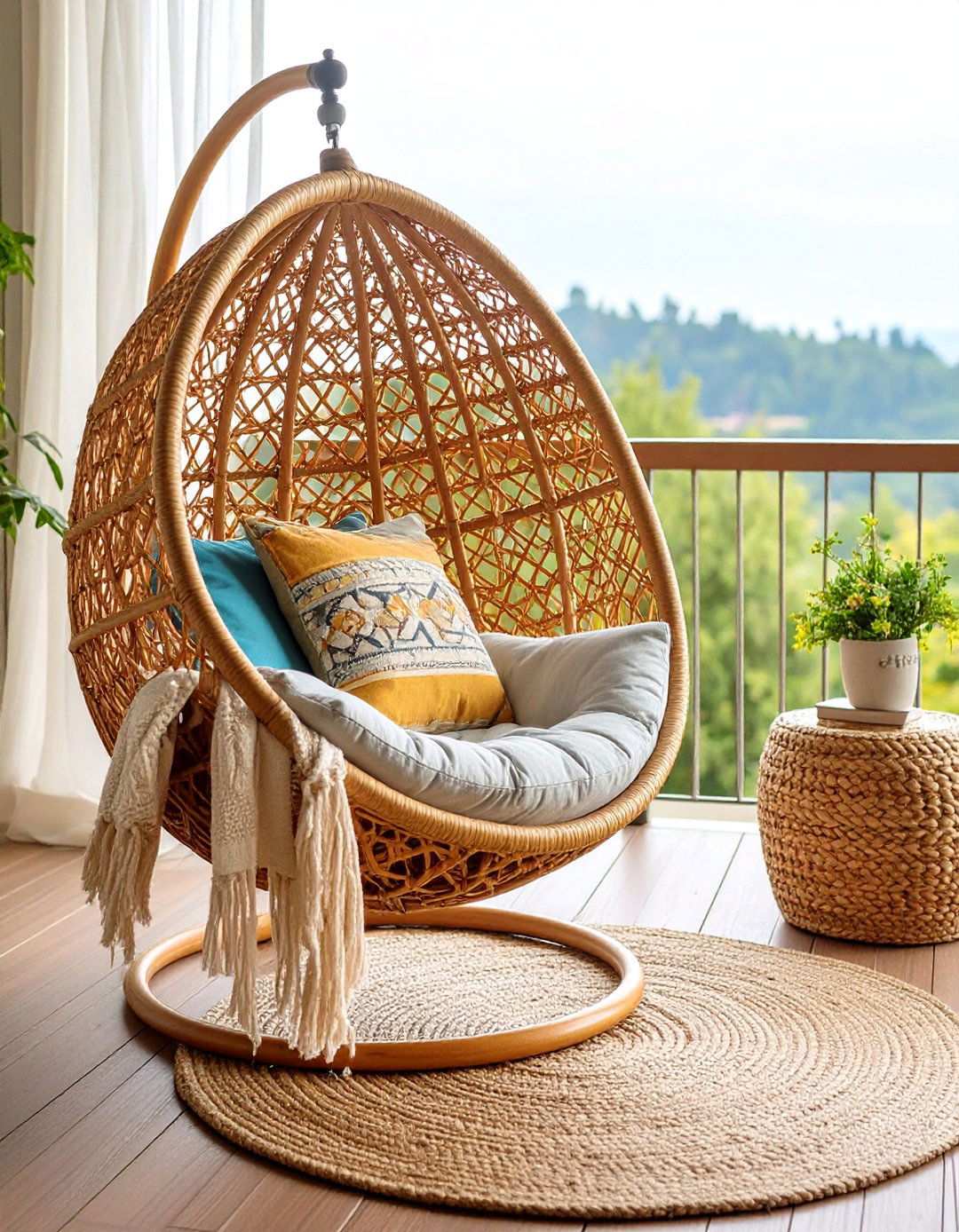 Cocoon Style Egg Chairs for Personal Retreats - 20 Balcony Privacy Ideas