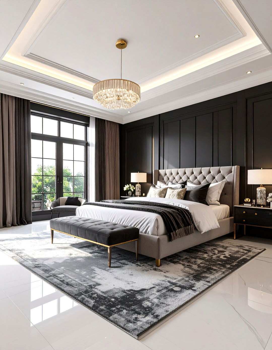 Cocoon with Matte Black Walls - 20 Black and White Bedroom Ideas