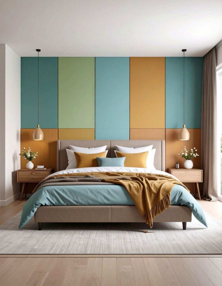 Color Blocked Bedroom Wall Painting - 20 Bedroom Wall Painting Ideas