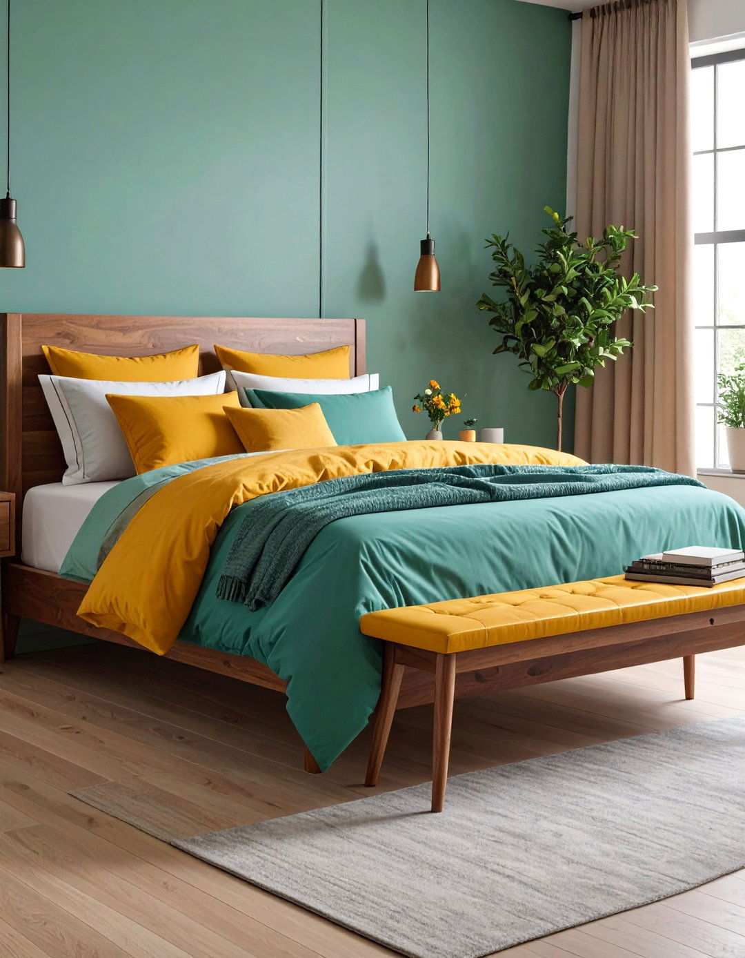 Color Pop Painted Bedroom Bench Accent - 20 Bedroom Bench Ideas