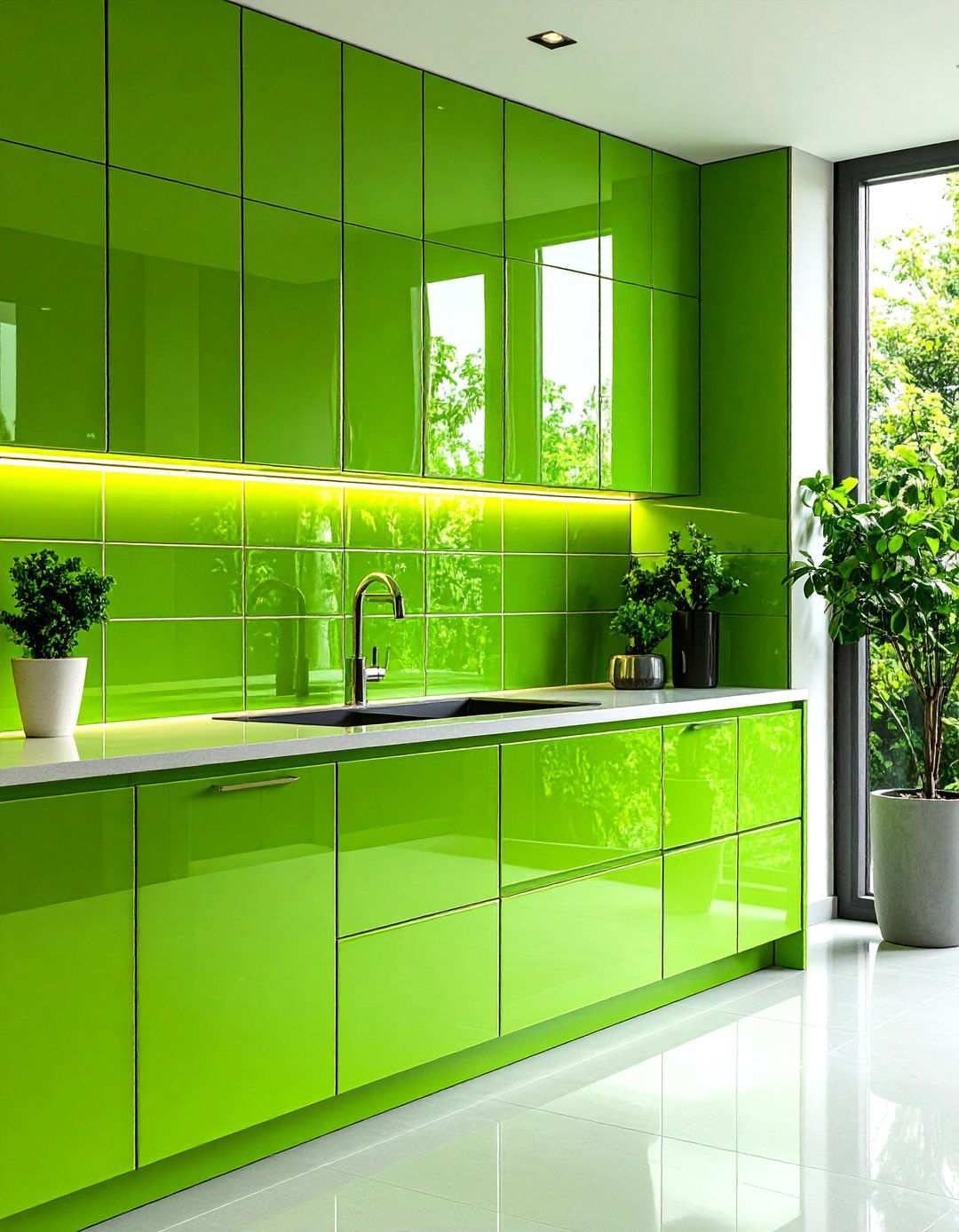 Colorful Glass Tile Backsplash Accents - 20 Backsplash Ideas for White Cabinets and Granite Countertops