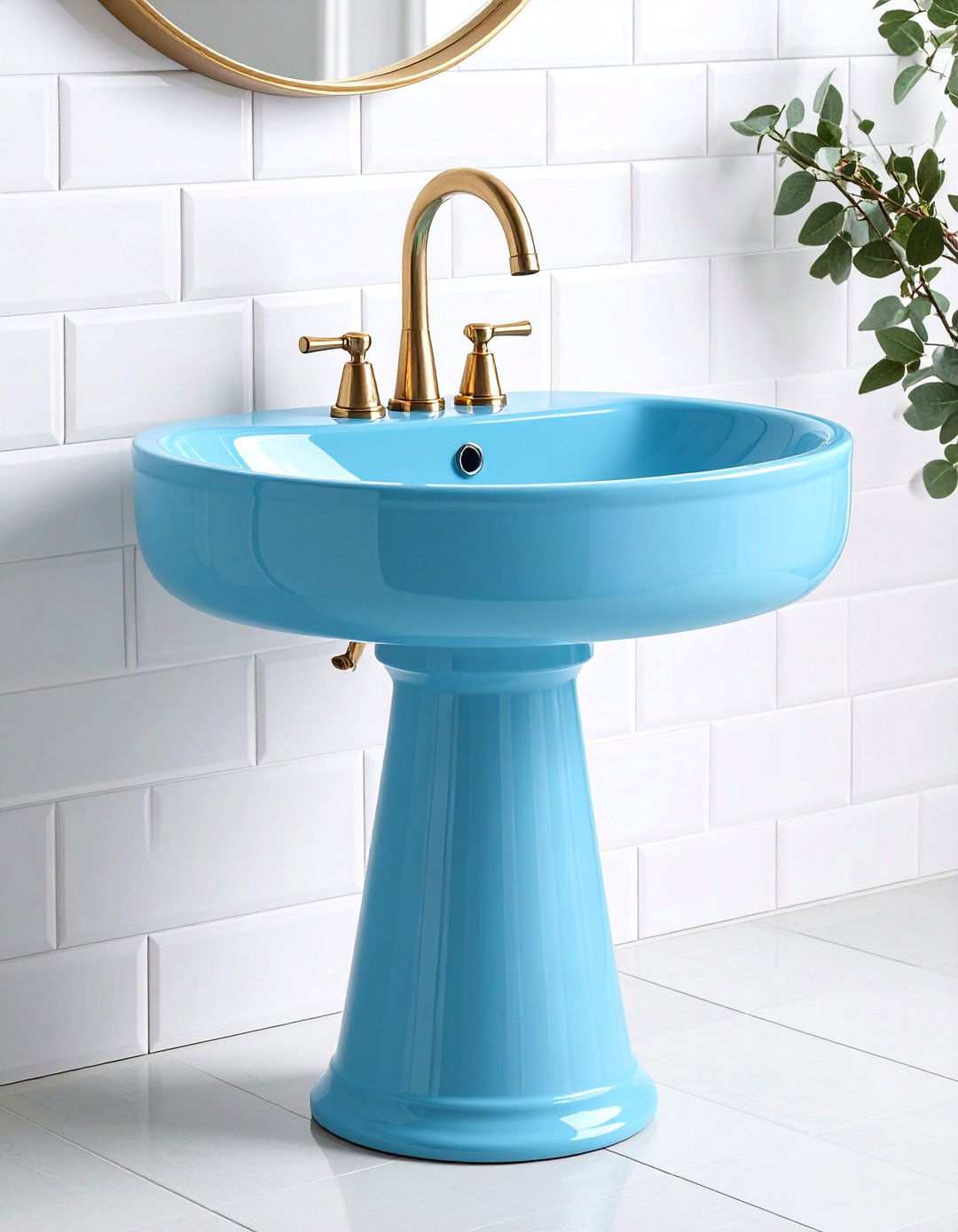 Colorful Porcelain Bathroom Sink Revival for Playful Personality - 20 Bathroom Sink Ideas