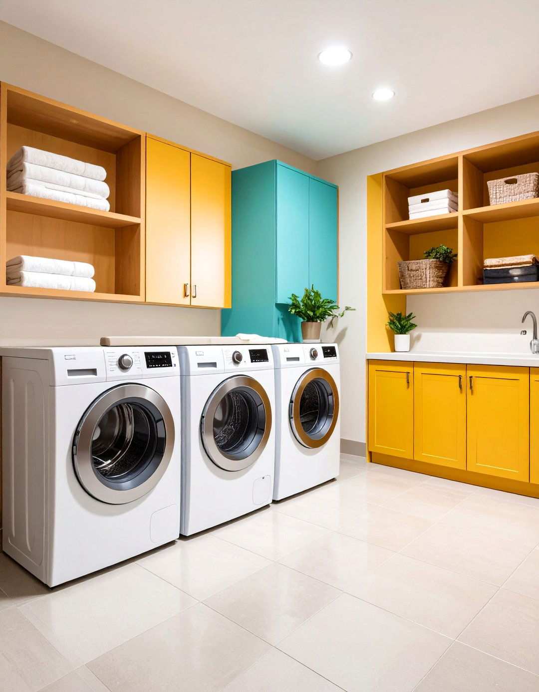 Compact Basement Laundry Room with Stacked Appliances - 20 basement laundry room ideas