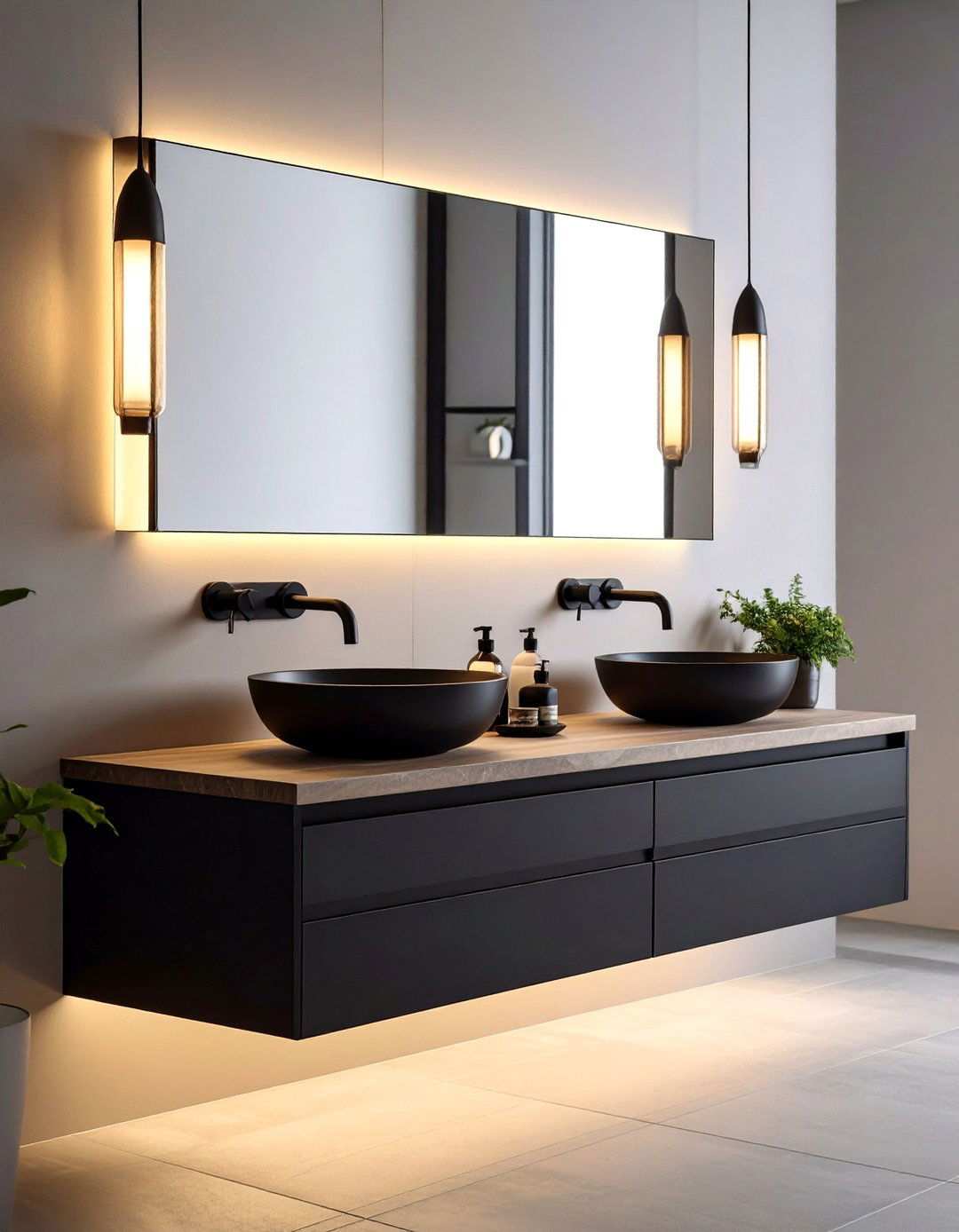 Compact Serenity Small Bathroom Big Black Statement - 20 Bathroom With Black Fixtures