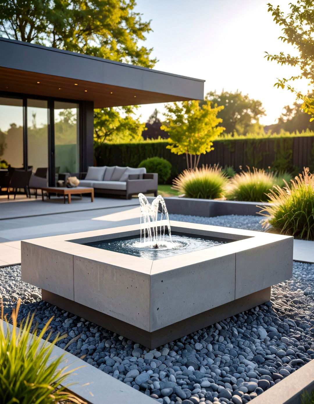 Concrete Backyard Fountains for Modern Durability - 20 Backyard Fountain Ideas