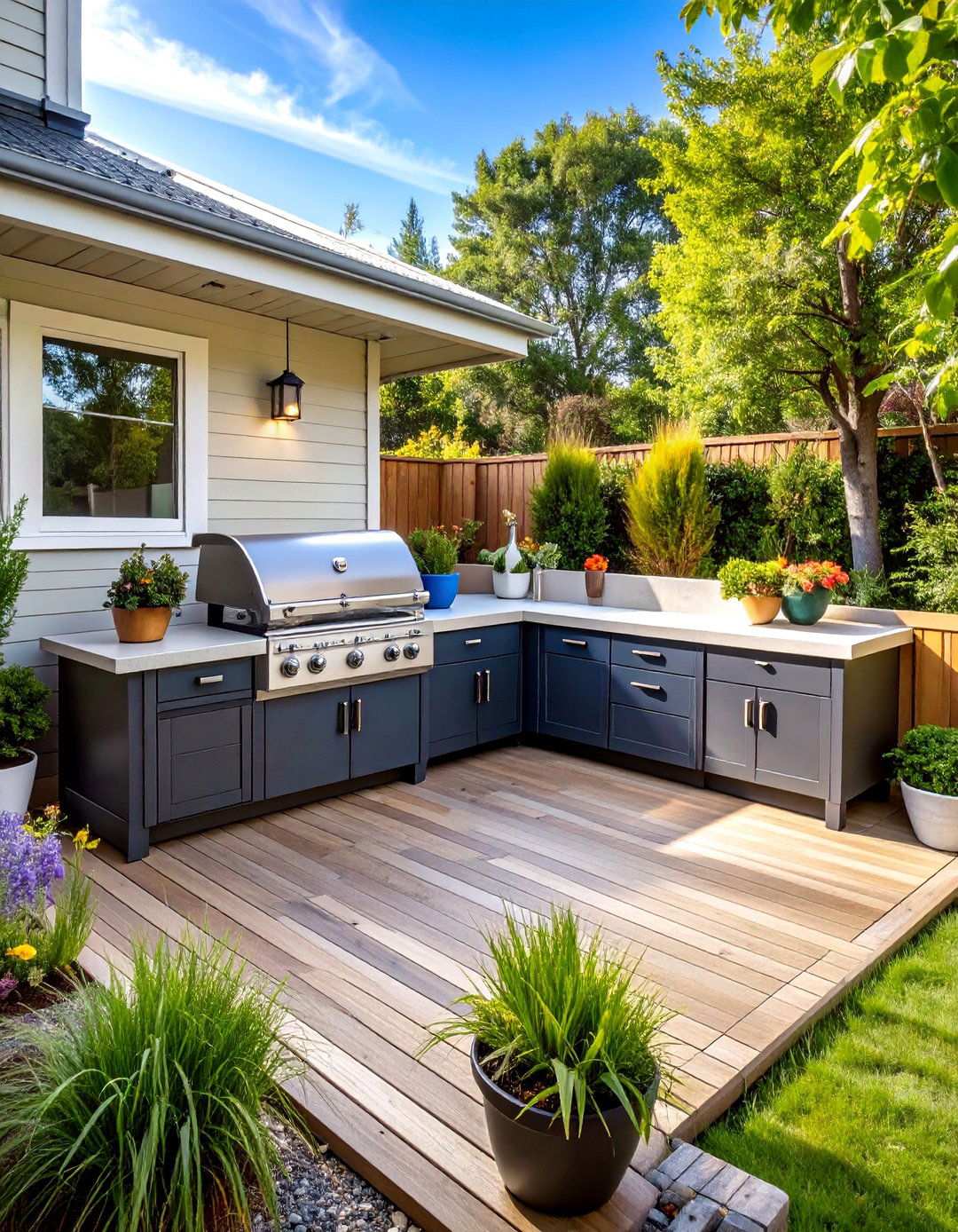 Corner BBQ Area with Space Saving Design - 20 bbq area ideas