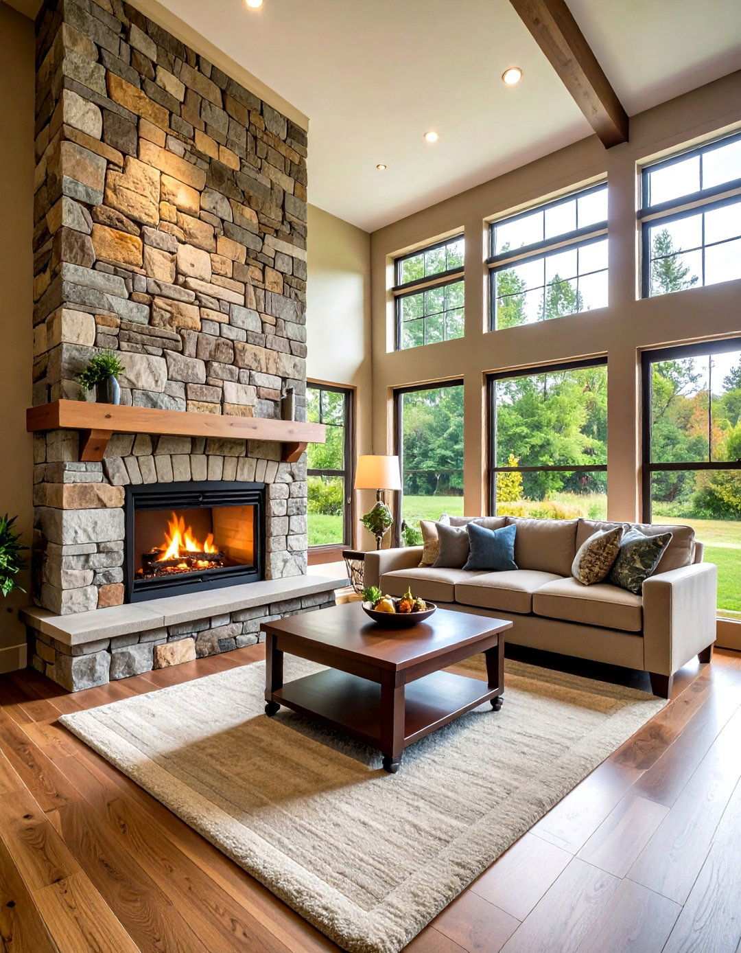Corner Stone Fireplace - 20 Stone Fireplace Ideas