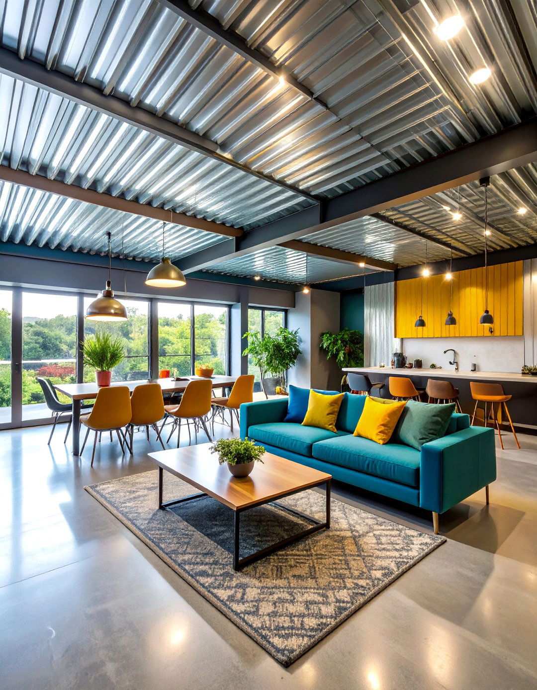 Corrugated Metal Basement Ceilings for Modern Industrial Style - 20 Basement Ceiling Ideas