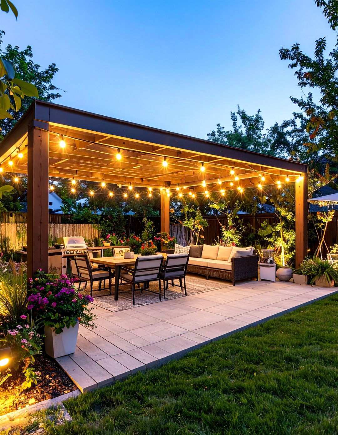 Covered Pergola BBQ Area for Year Round Use - 20 bbq area ideas