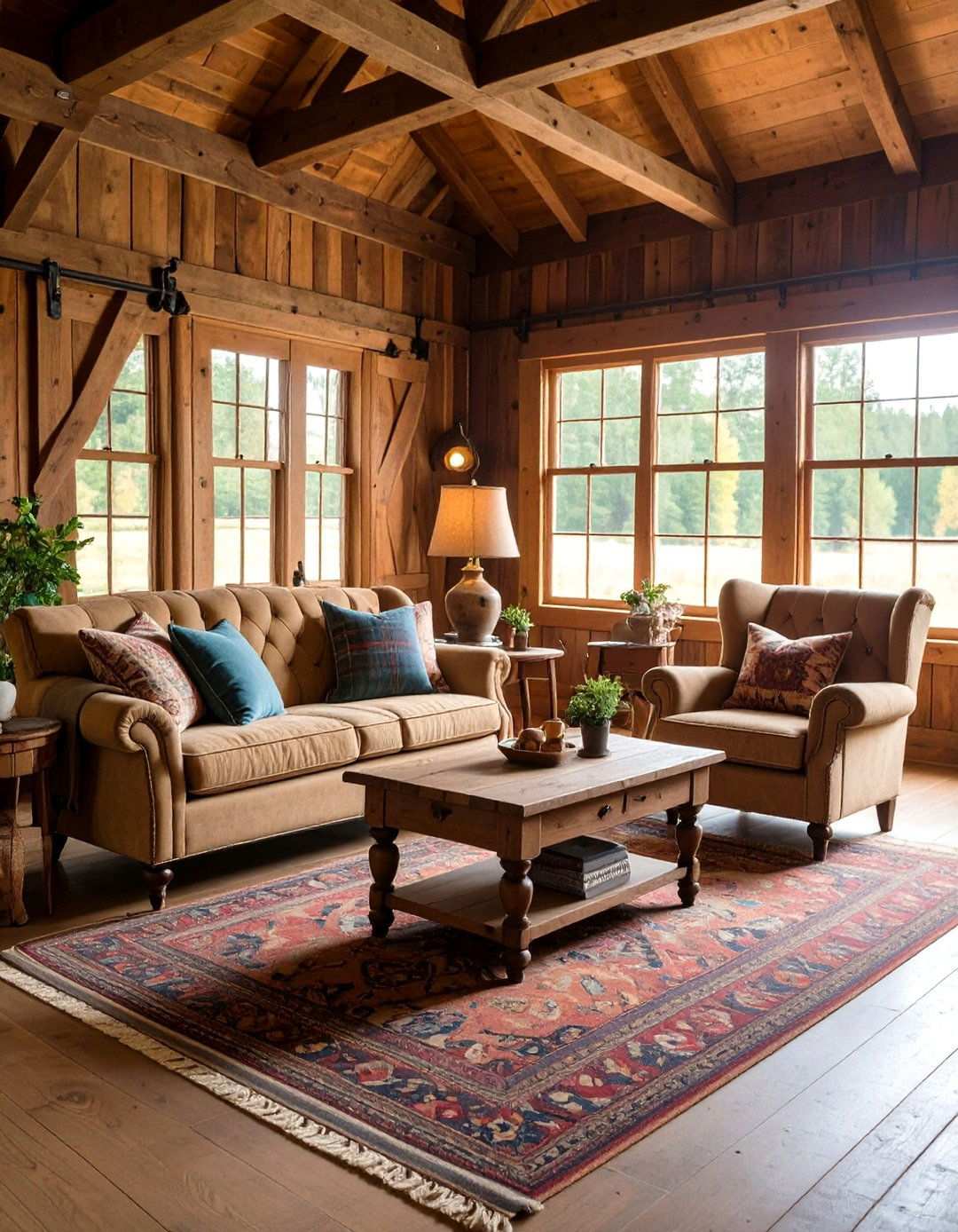 Cozy Barn Wedding Lounge Areas with Vintage Furniture - 20 Barn Wedding Ideas